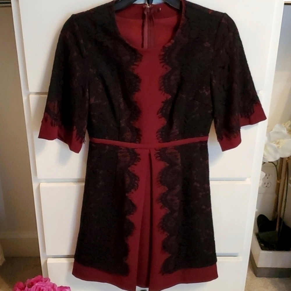 **2 for $40** ANTONIO MELANI Lace red/black lace fit & flare dress